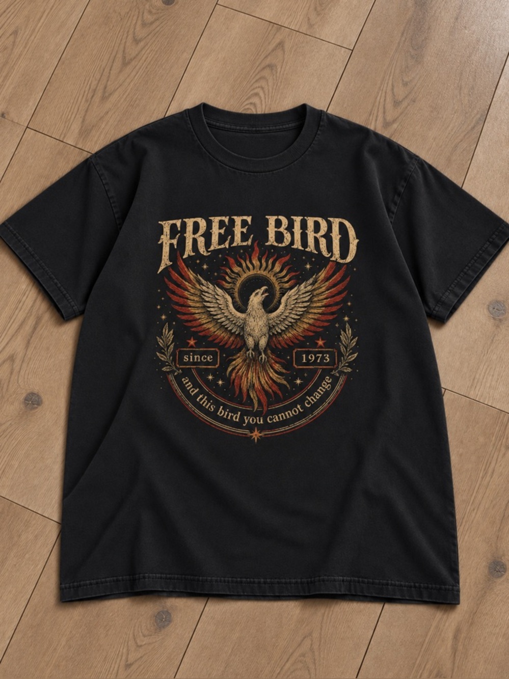 Free Bird Since 1973 Phoenix Graphic Black T-Shirt